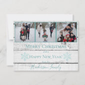 Turquoise Russe Snowflakes Flat Holiday Carte phot (Devant)