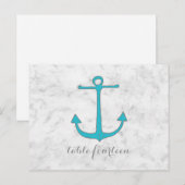 Turquoise Rustic Anchor Table Number Briefkaart (Voorkant / Achterkant)