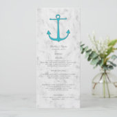 Turquoise Rustic Anchor Wedding Menu (Staand voorkant)