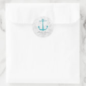 Turquoise Rustic Anchor Wedding Ronde Sticker (Tas)