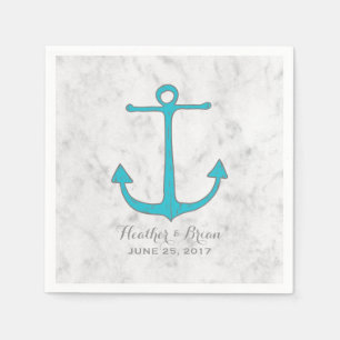 Turquoise Rustic Anchor Wedding Servetten