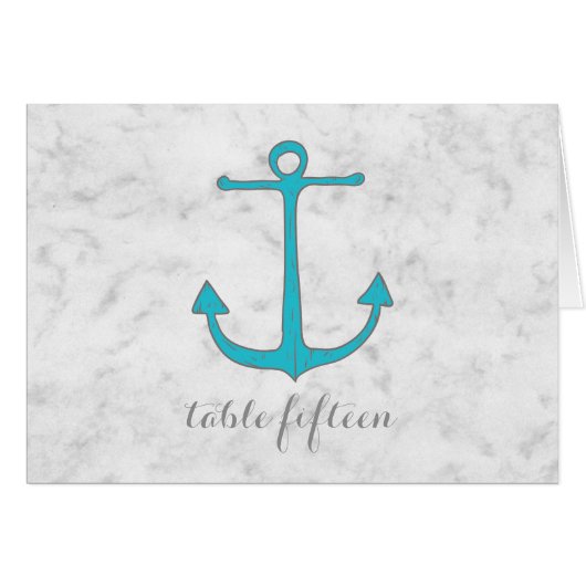 Turquoise Rustic Anchor Wedding Table Number (Voorkant Horizontaal)