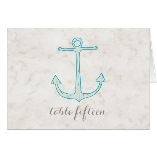 Turquoise Rustic Ancre Mariage Numéro de table (Devant horizontal)