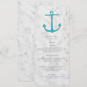 Turquoise Rustic Ancre Menu Mariage (Devant / Derrière)
