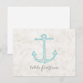 Turquoise Rustic Ancre Numéro de table Carte posta (Devant / Derrière)