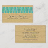Turquoise Rustic Chevron Carte de visite (Devant / Derrière)