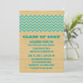 Turquoise Rustic Chevron Invitation de diplôme (Debout devant)