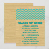 Turquoise Rustic Chevron Invitation de diplôme (Devant / Derrière)