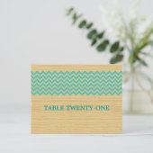 Turquoise Rustic Chevron Numéro de table Carte pos (Debout devant)