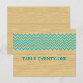 Turquoise Rustic Chevron Numéro de table Carte pos (Devant / Derrière)
