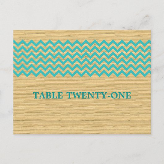 Turquoise Rustic Chevron Numéro de table Carte pos (Devant)