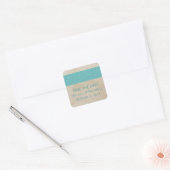 Turquoise Rustic Damask Enregistrer Stickers Date (Enveloppe)