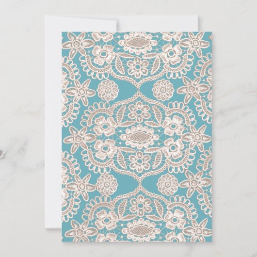 Turquoise Rustic Lace Yellow Wedding Invitations Kaart (Achterkant)