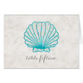 Turquoise Rustic Seashell Mariage Numéro de table (Devant horizontal)
