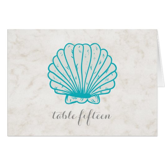 Turquoise Rustic Seashell Mariage Numéro de table (Devant horizontal)