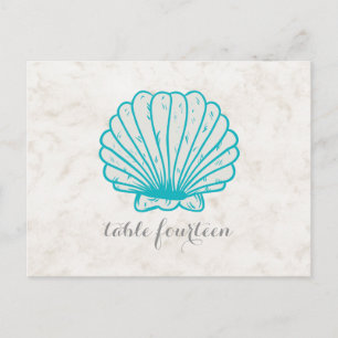 Turquoise Rustic Seashell Tafelnummer Briefkaart