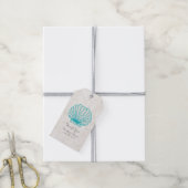 Turquoise Rustic Seashell Wedding Cadeaulabel (Met Touw)