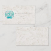 Turquoise Rustic Seashell Wedding Place Cards Plaatskaartje (Voorkant / Achterkant)