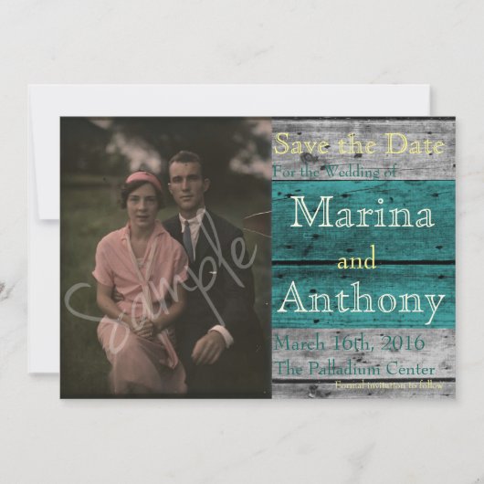 Turquoise Rustic Splash Save the Date No. 1 (Voorkant)