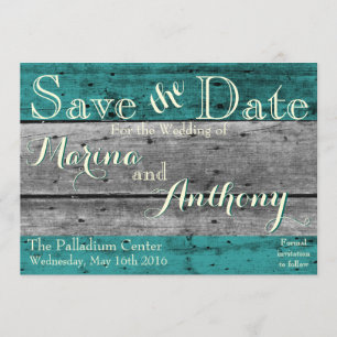 Turquoise Rustic Splash Save the Date No.6