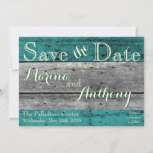 Turquoise Rustic Splash Save the Date No.6 (Voorkant)