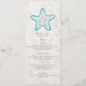 Turquoise Rustic Starfish Menu Mariage (Devant)