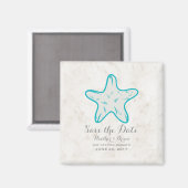 Turquoise Rustic Starfish Save the Date Magneet (Voorkant / Achterkant)