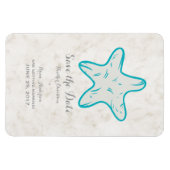 Turquoise Rustic Starfish Save the Date Magneet (Horizontaal)