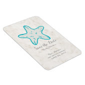 Turquoise Rustic Starfish Save the Date Magneet (Rechterzijde)