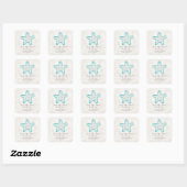 Turquoise Rustic Starfish Save the Date Vierkante Sticker (Vel)