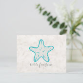 Turquoise Rustic Starfish Table Number Briefkaart (Staand voorkant)