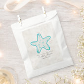 Turquoise Rustic Starfish Wedding Bedankzakje (Geknipt)
