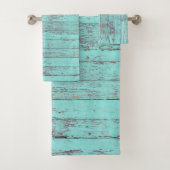 turquoise rustiek hout bad handdoek (Insitu)
