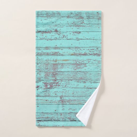 turquoise rustiek hout bad handdoek (Handdoek)
