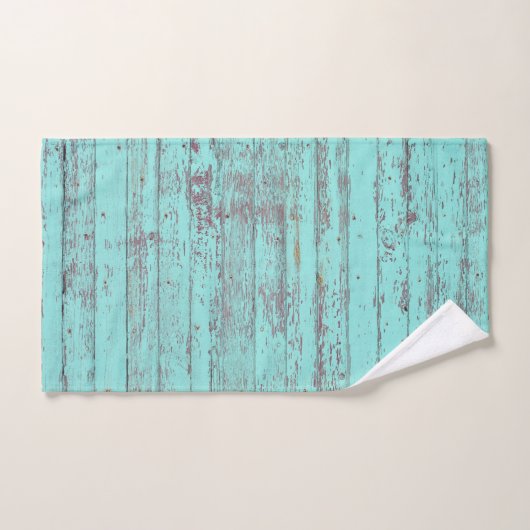 turquoise rustiek hout bad handdoek (Handdoek)