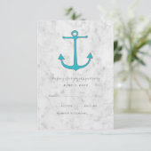 Turquoise Rustique Ancre mariage carte RSVP (Debout devant)