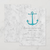 Turquoise Rustique Ancre mariage carte RSVP (Devant / Derrière)