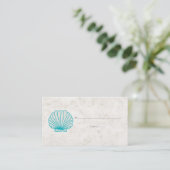 Turquoise Rustique Coquillage Mariage Cartes de Pl (Debout devant)