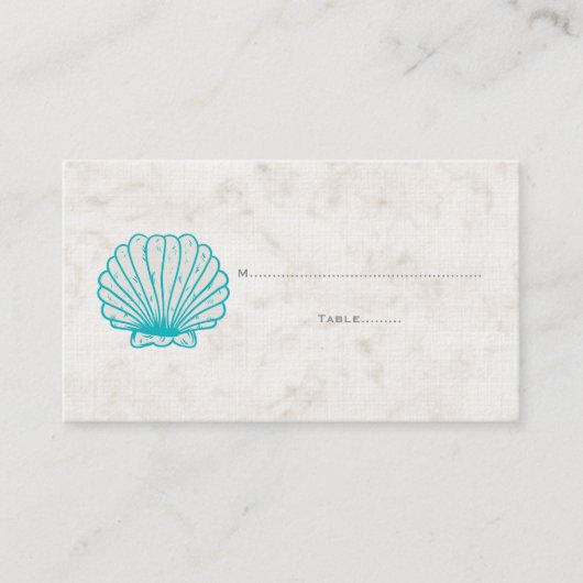 Turquoise Rustique Coquillage Mariage Cartes de Pl (Devant)