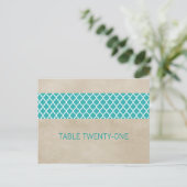 Turquoise Rustique Quatrefoil Numéro de table Cart (Debout devant)