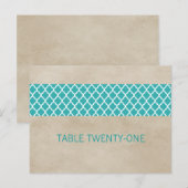Turquoise Rustique Quatrefoil Numéro de table Cart (Devant / Derrière)