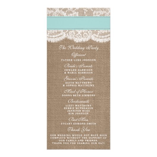 Turquoise Sand Dollar Beach Wedding Programme (Dos)