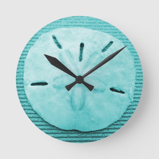 Turquoise Sand Dollar Ronde Klok (Voorkant)