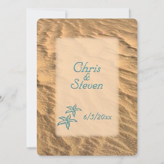 Turquoise Sandy Beach Wedding Invitation (Dos)