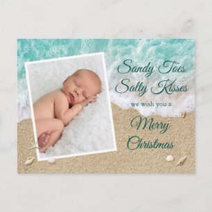 Turquoise Sandy Toes Salty Kisses Merry Kerstmis Briefkaart
