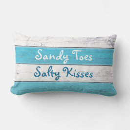 Turquoise Sandy Toes Salty Kisses Outdoor Pillow Buitenkussen