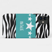 Turquoise Sassy Star Zebra BT iPhone 5 Coque (Dos (Horizontal))