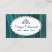 Turquoise Satin Beauty Pageant Coach Carte de visi (Devant)