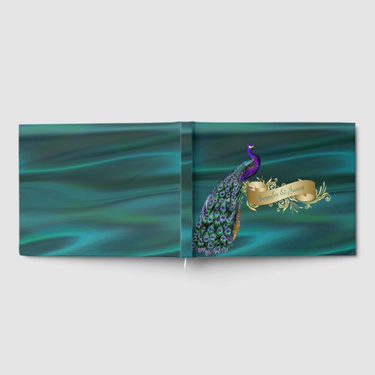 Turquoise Satin et Peacock Mariage Livre d'or (Complet)