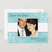 Turquoise Save the Date Foto Briefkaarten (Voorkant / Achterkant)